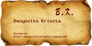 Benyovits Kriszta névjegykártya